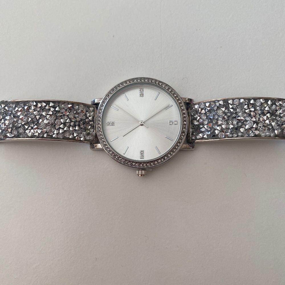 NIB Women's Druzy Stone Silver-Tone Bracelet Watch